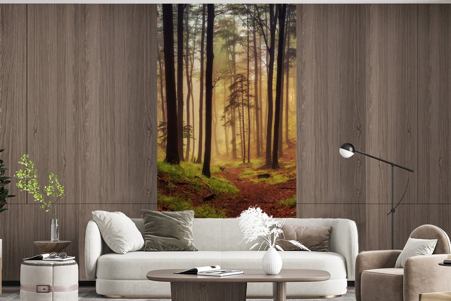 MuchoWow - Küche, bedruckt, St), Wohnzimmer Vliestapete Wald, - (2 Natur für Schlafzimmer Bäume Fototapete Fototapete Matt,