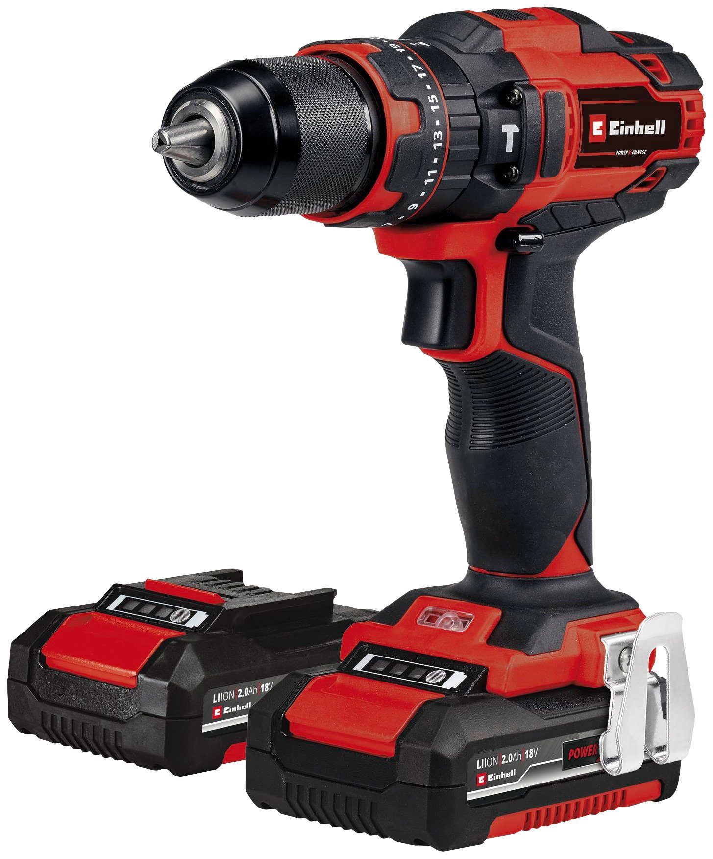 Einhell Akku-Schlagbohrschrauber TE-CD 18/40 Li-i +64, (Set), inkl. 2 Akkus, Schnellladegerät, 64-tlg. Zubehör und Koffer