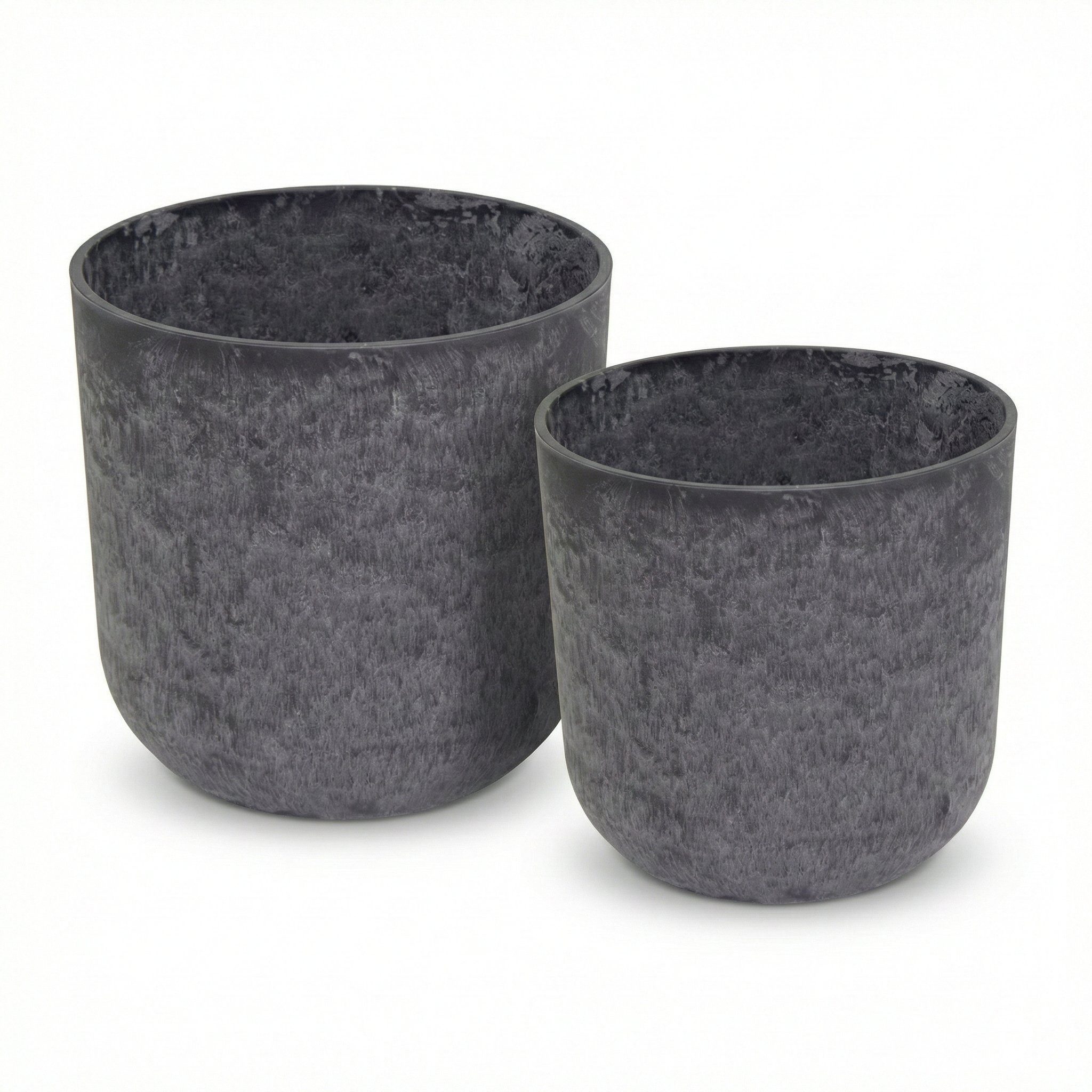colourliving Blumentopf Pflanztopf Set „Egg“ Stone – 2-teilig, Rund, Anthrazit/Sand, Design & Material: Robust und Umweltbewusst