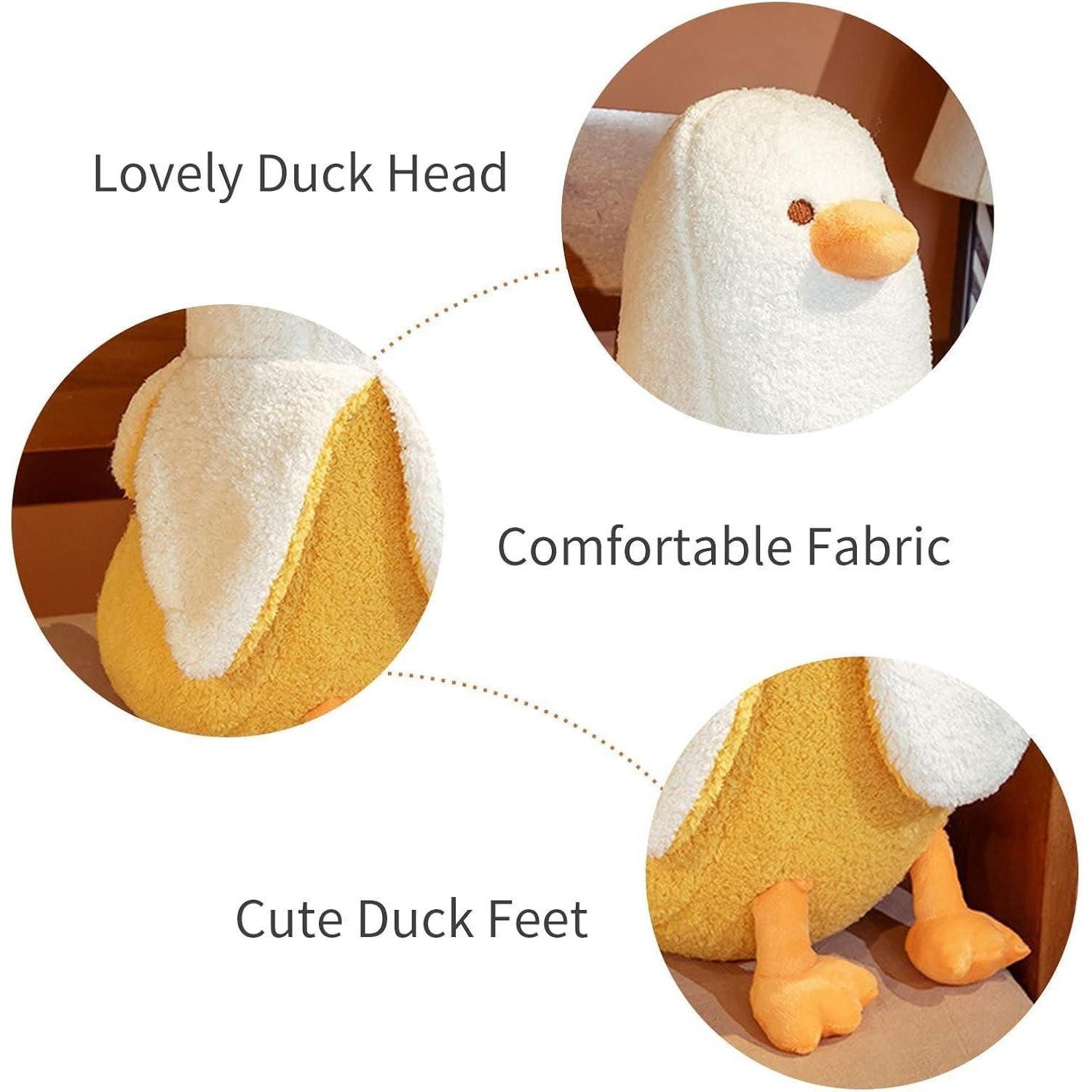 LuxusKollektion Kuscheltier Plüschtier Banane Ente Plüschkissen Geschenk Kinder Weiß 90cm