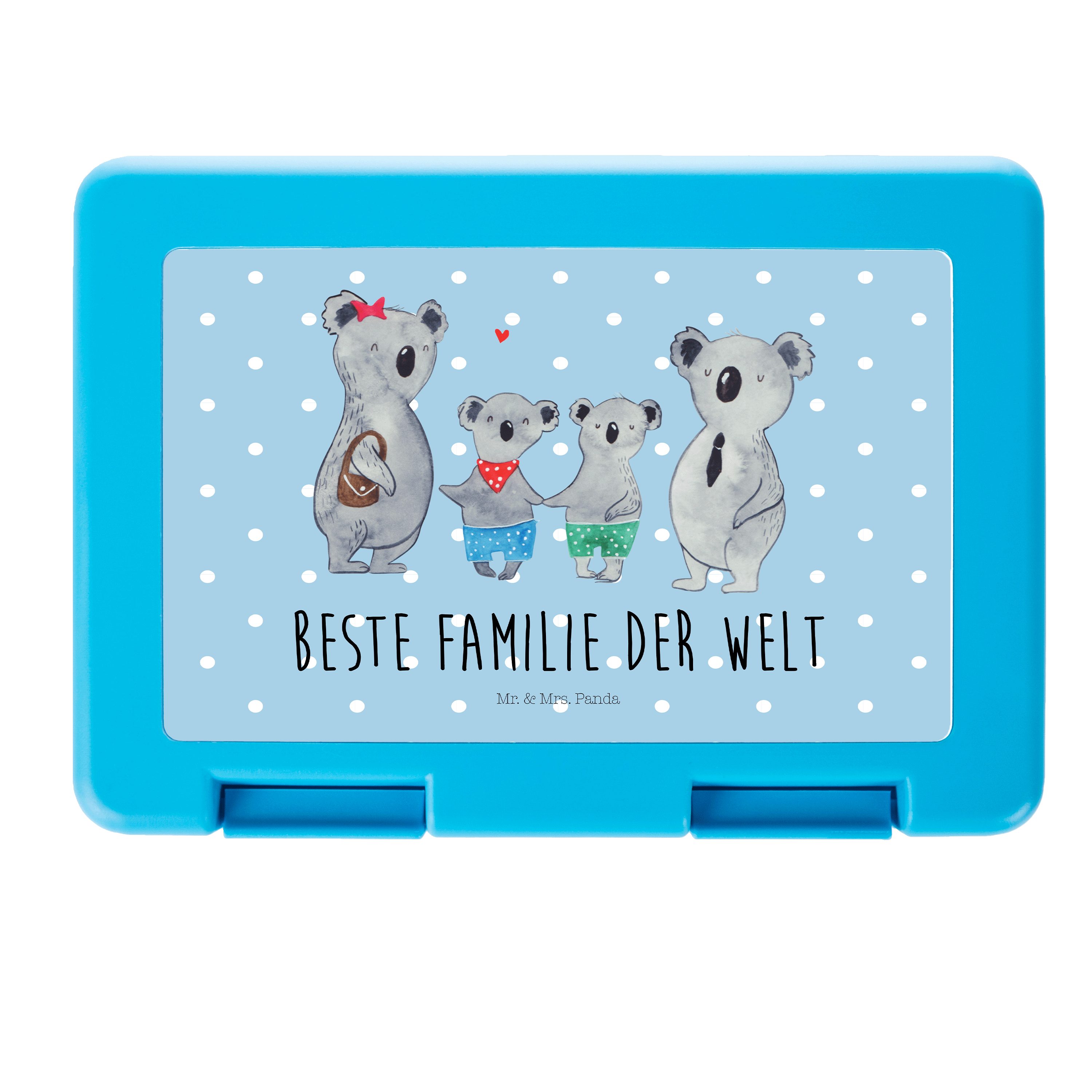 Mr. & Mrs. Panda Butterdose Koala Familie zwei - Blau Pastell - Geschenk, Vatertag, Lieblingsfami, Premium Kunststoff, (1-tlg)