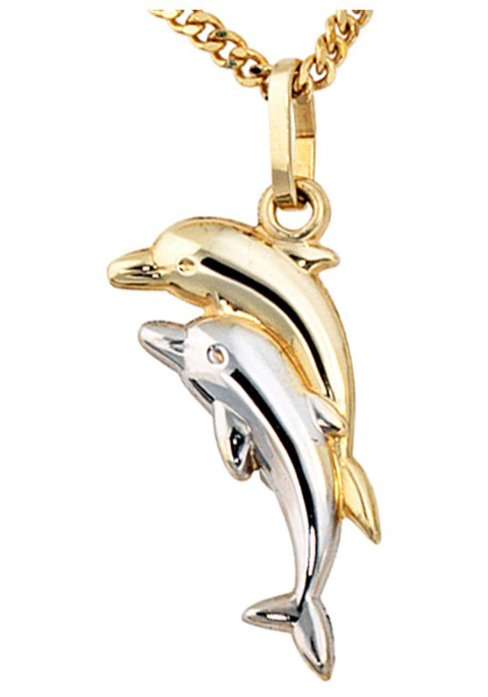 JOBO Kettenanhänger Gold 333 Delfine, Anhänger bicolor