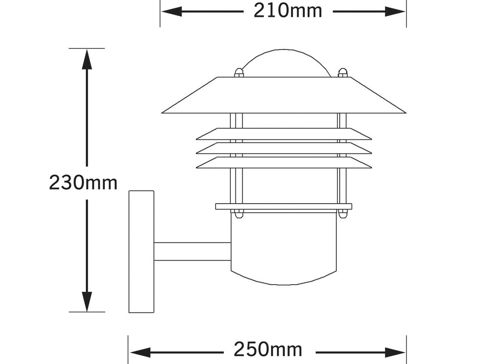 KONSTSMIDE LED Außen-Wandleuchte, LED wechselbar, warmweiß, Wand-Laterne, Fassadenlampe Haus-wand beleuchten, Schwarz, H: 23cm