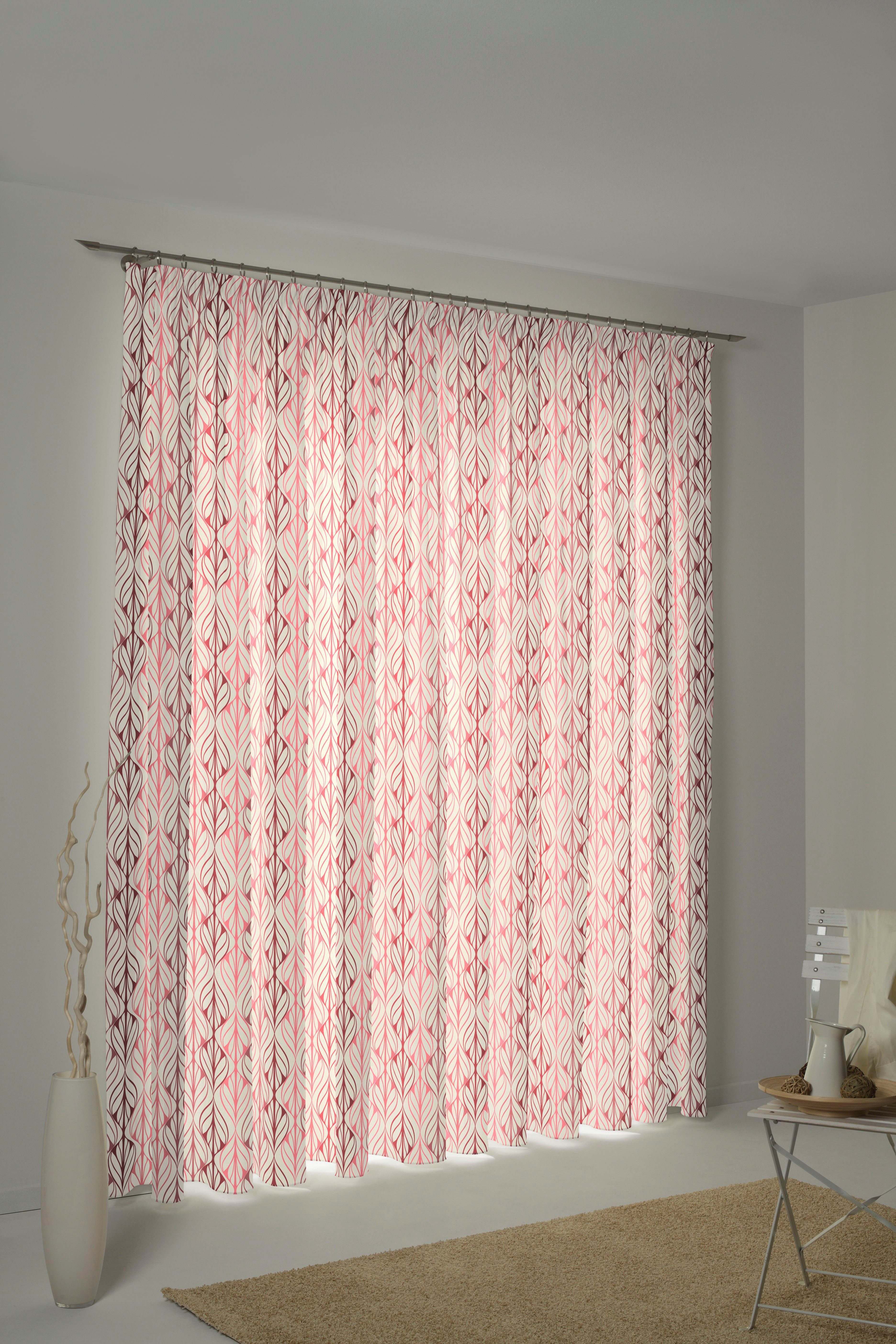 Vorhang Wave, rot/natur/rosa aus Adam, (1 nachhaltig Kräuselband Bio-Baumwolle St), blickdicht, Jacquard