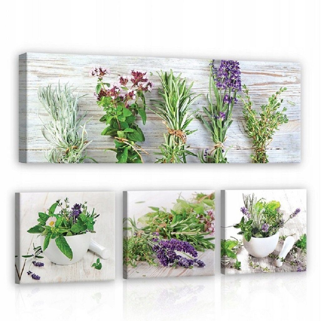 Wallarena Leinwandbild Küche Gewürze Kräuter Wandbild Wandbilder Leinwandbi günstig online kaufen