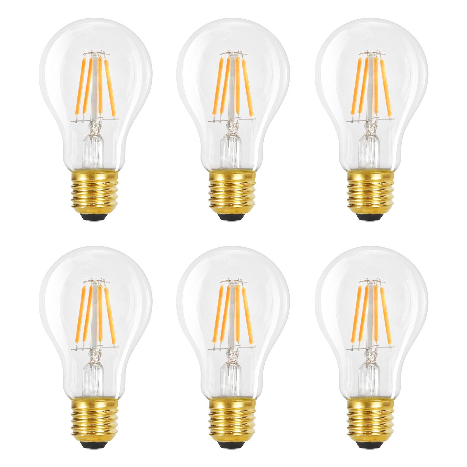 ZMH LED-Leuchtmittel E27 Glühbirne A60 Vintage Edison 4W 2700K Warmweiss Glühlampe, E27, 6 St., 3000k, Nicht Dimmbar