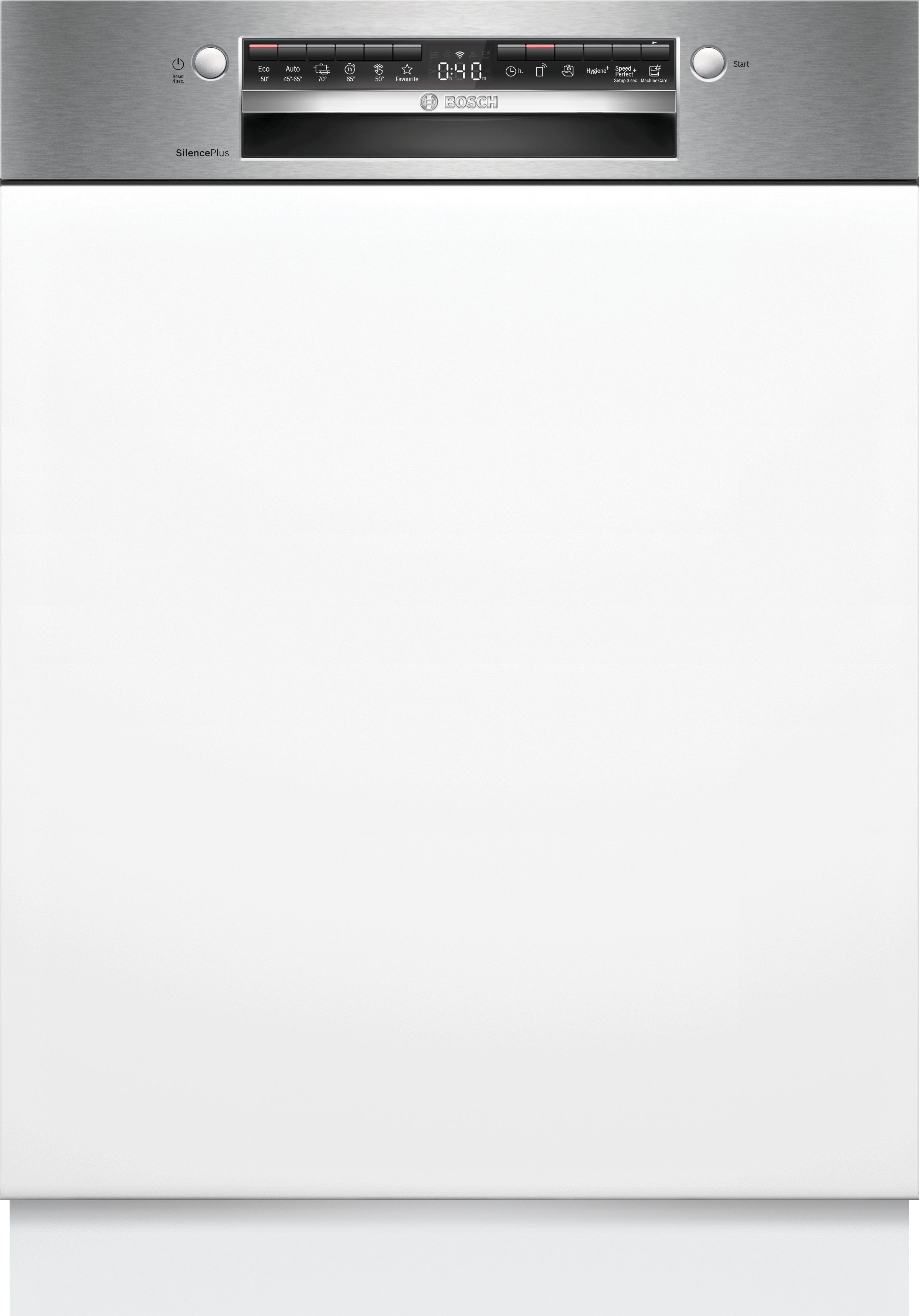 BOSCH teilintegrierbarer Geschirrspüler Serie 4 SMI4EVS09E, 14 Maßgedecke, Automatische Türöffnung für Effizienz, flexible Körbe & Schubladen