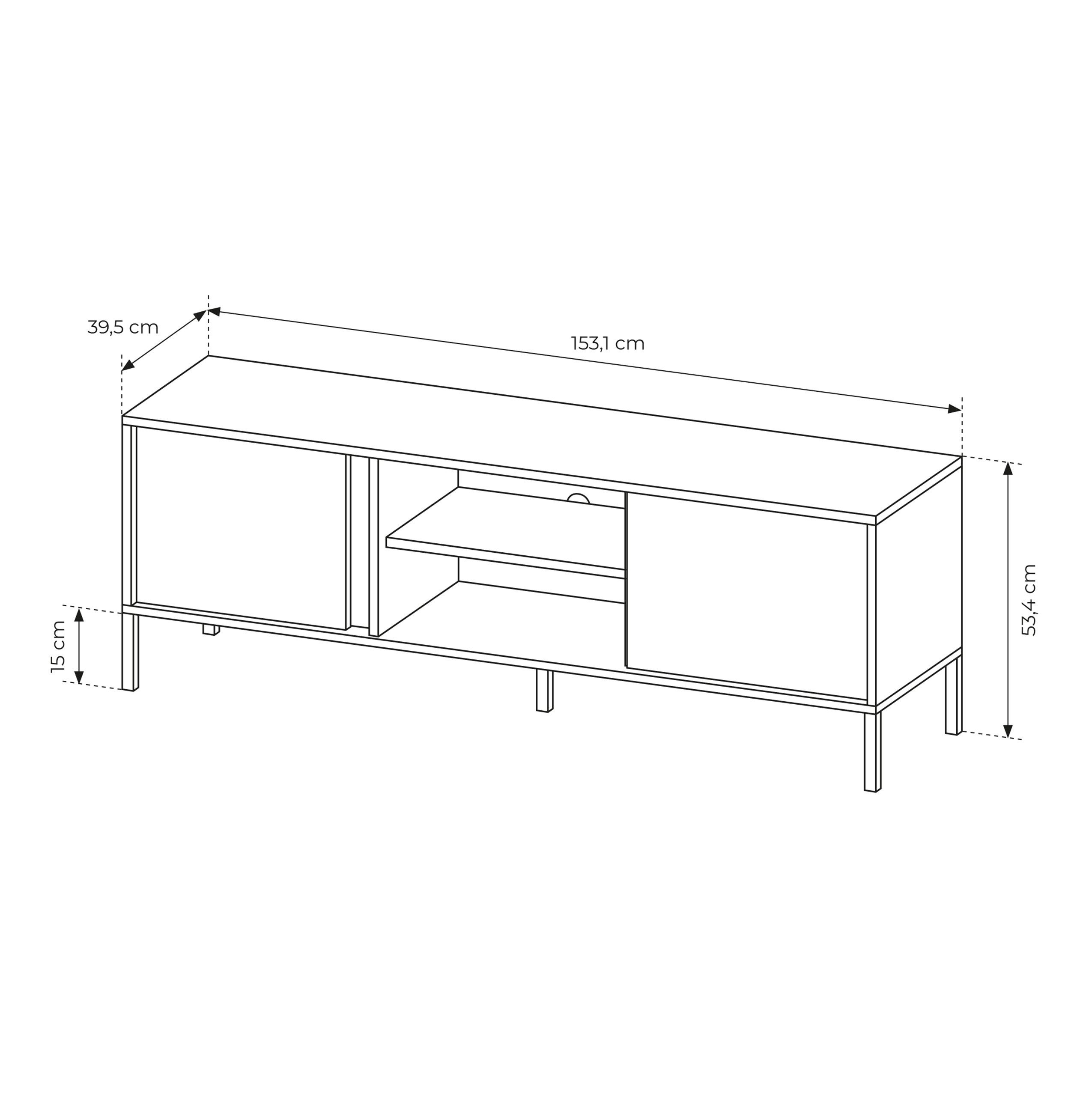 Masseno Lowboard Masseno TV-Schrank DASTINO 153,1x39,5x53,4 cm gelb