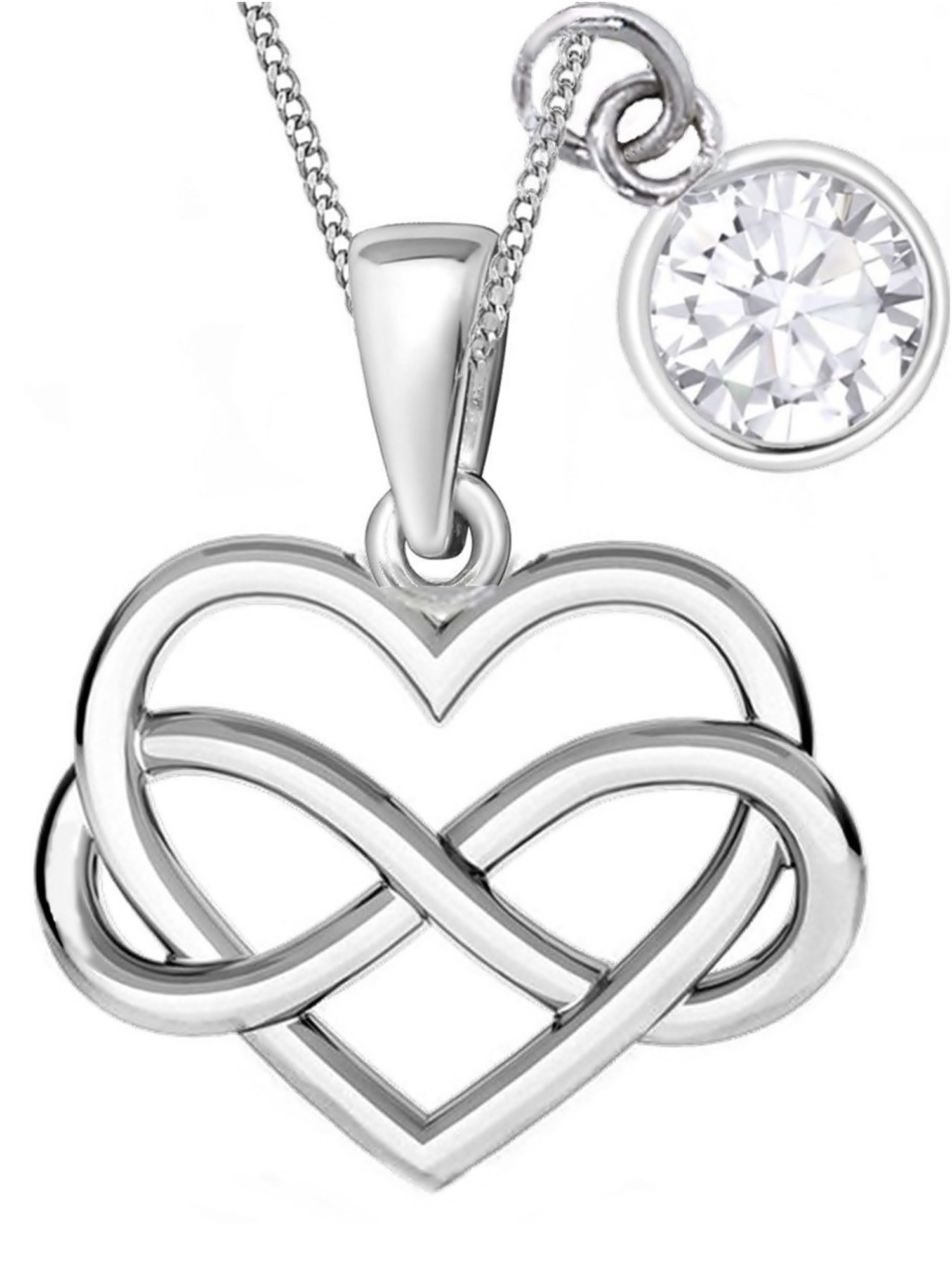 Goldene Hufeisen Kette mit Anhänger Unendlichkeit Herz Halskette 925 Sterling Silber mit Zirkonia (3-tlg, inkl. Schmuckbox), Rhodiniert