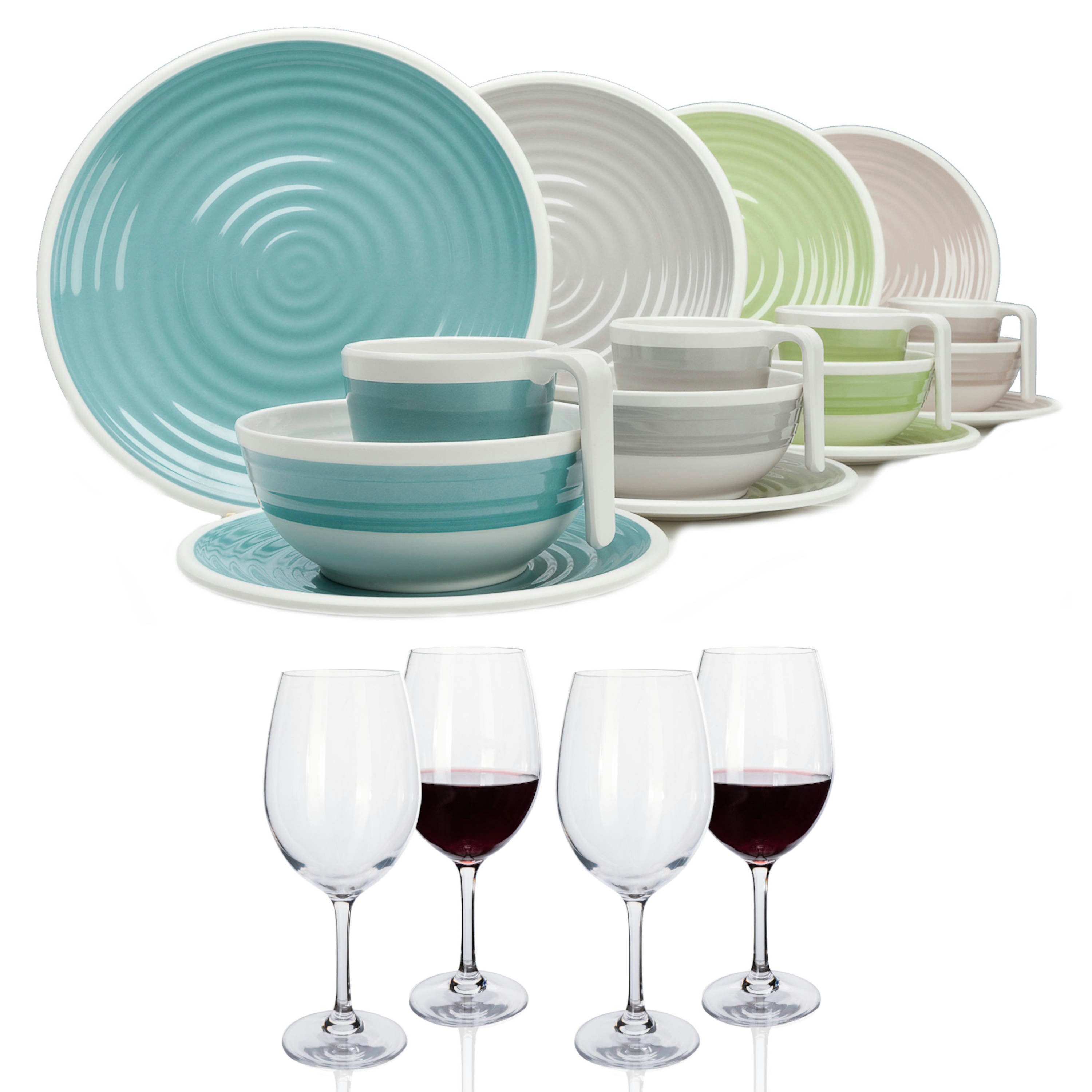 Moritz Geschirr-Set 16-32 teiliges Camping Geschirrset Harmonie, Melamin