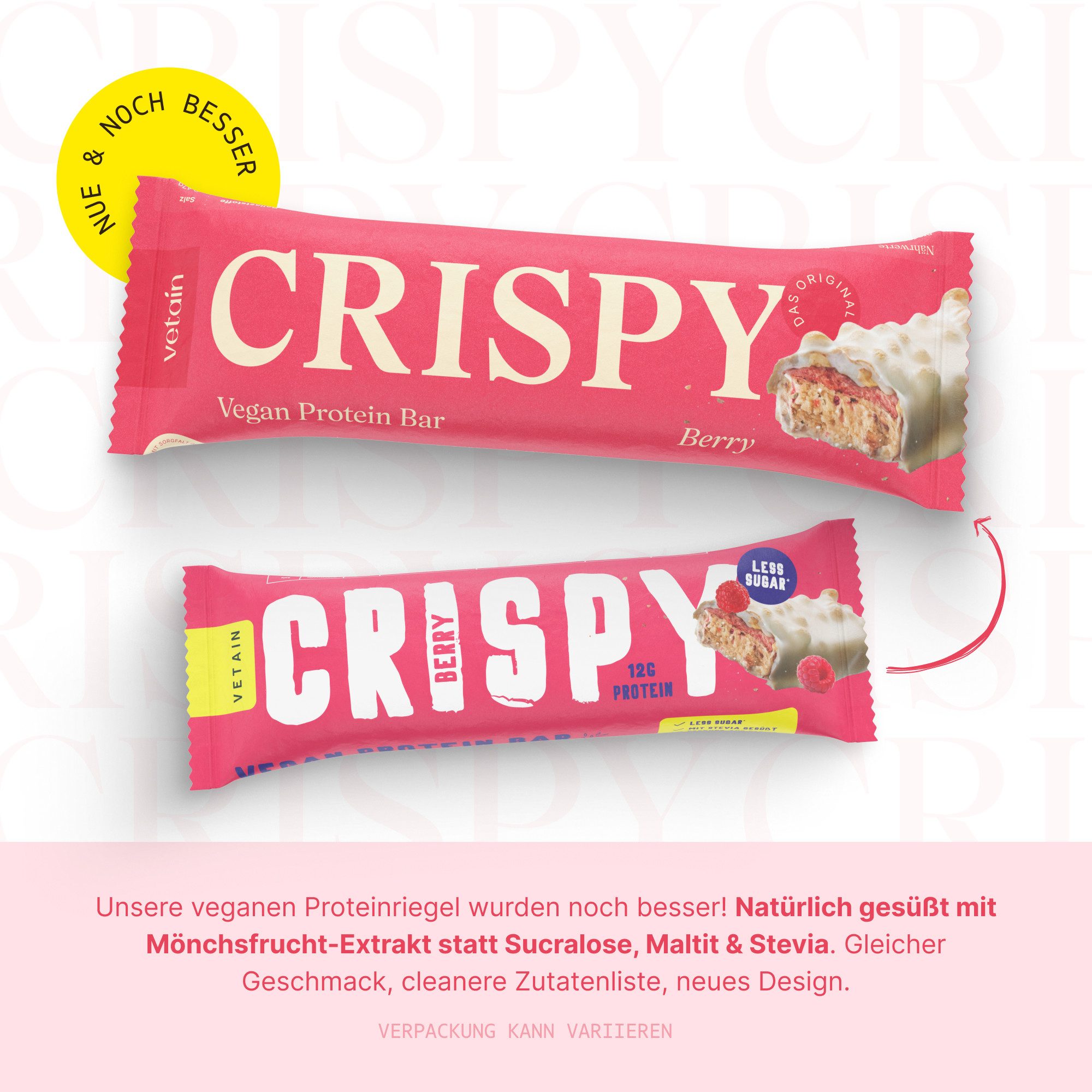 VETAIN Vegan Protein Riegel - 12g Protein pro Riegel - Riegel, 12 er - frei von Sucralose & Maltit à 55 g, 100% cleane Zutaten, frei von Sucralose & Maltit