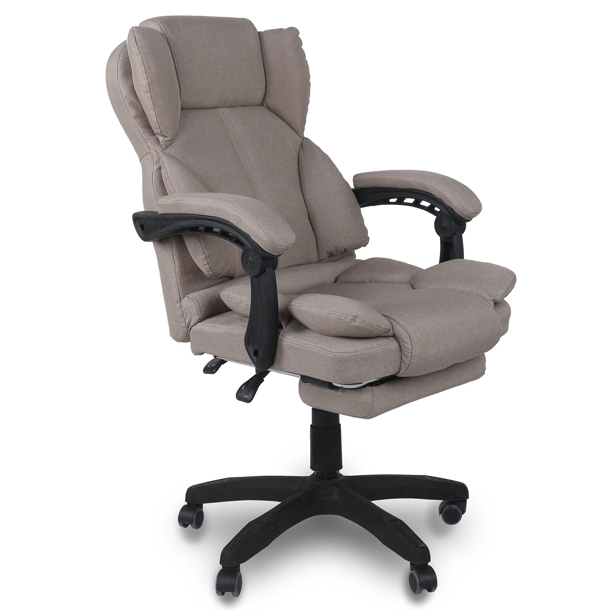 TRISENS Chefsessel Ares (einzeln), Bürostuhl mit flexiblen Armlehnen Home Office Chair in Stoff-Design Taupe