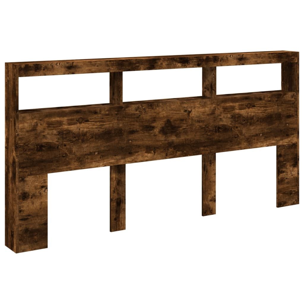 vidaXL Bett LED-Kopfteil mit Ablagen Räuchereiche 200x17x102 cm (1-tlg)