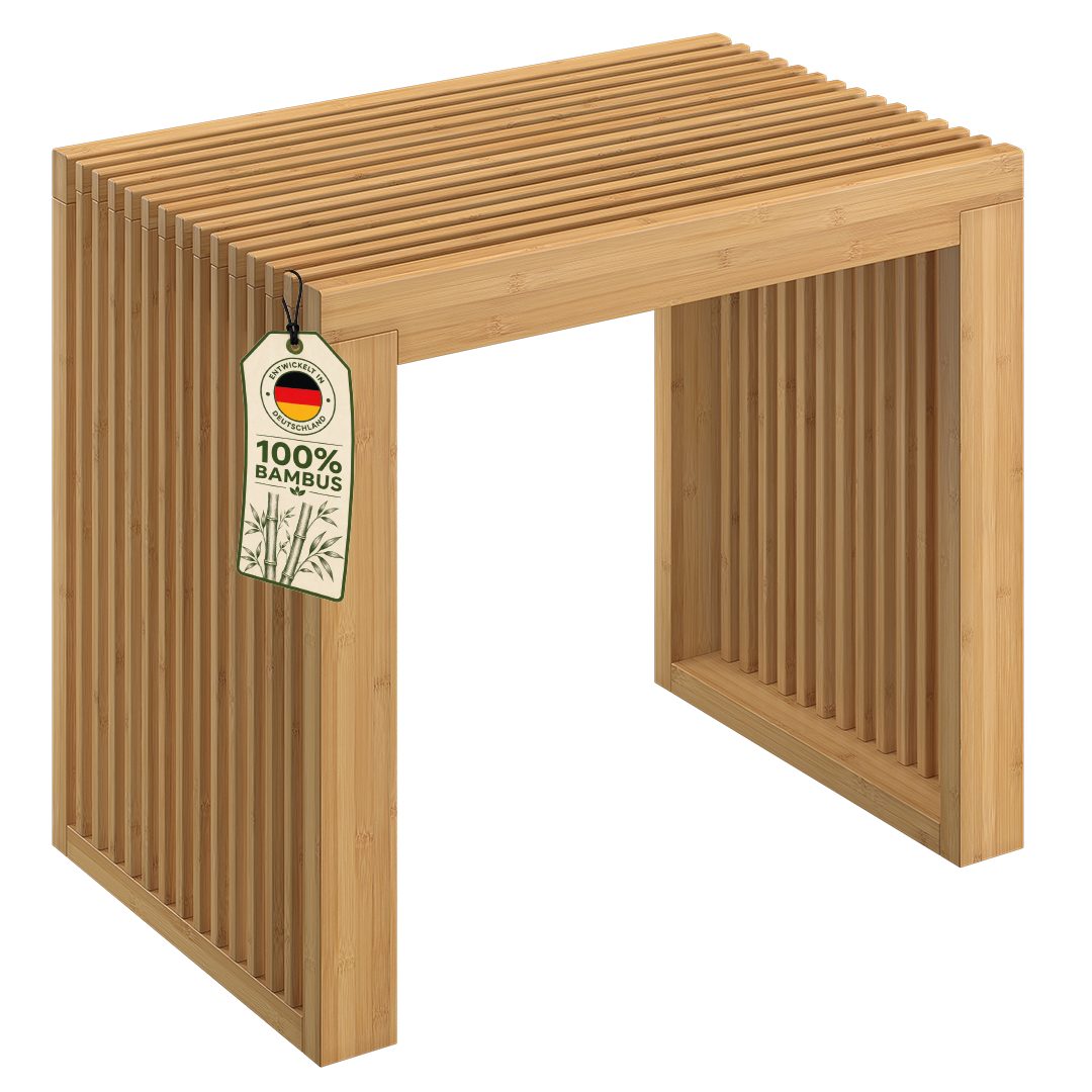 Bellamio Bank Sava aus Bambus (natur, bis 250 kg), für Schlafzimmer/Esszimmer/Flur, Sitzbank ohne Lehne 45x33x43 cm