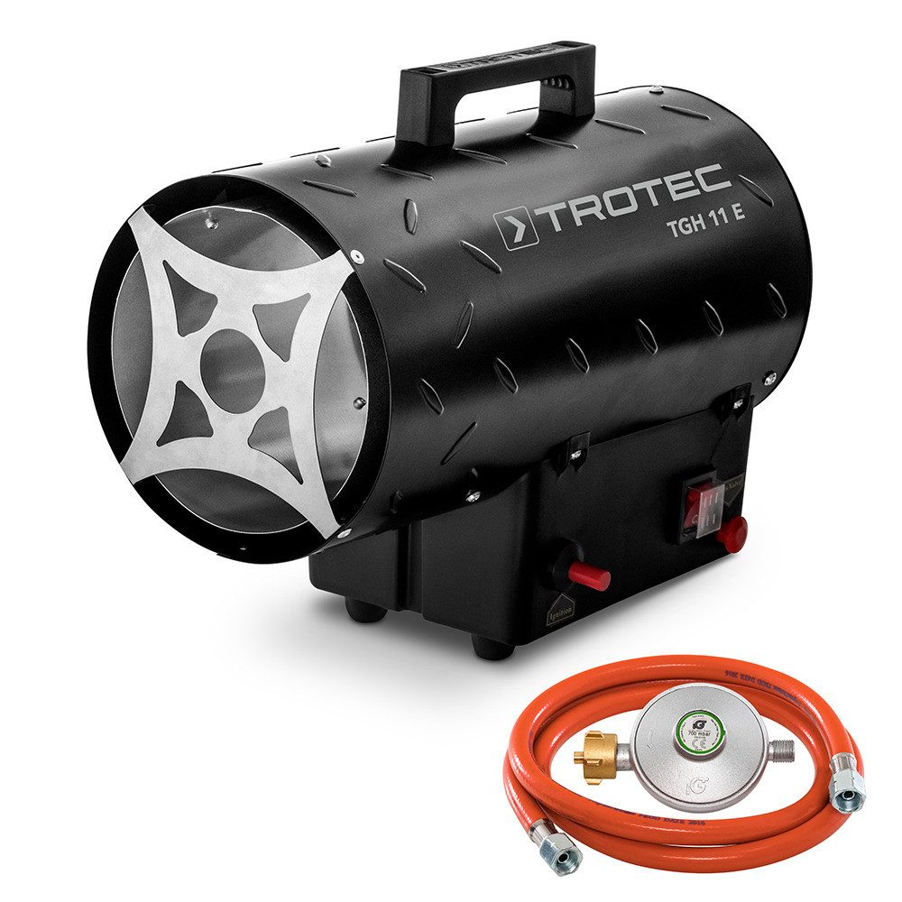 TROTEC Heizlüfter TROTEC Gasheizgebläse TGH 11 E inkl. Verbindungschlauch 10 kW, Ventilatorbetrieb ohne Heizfunktion möglich