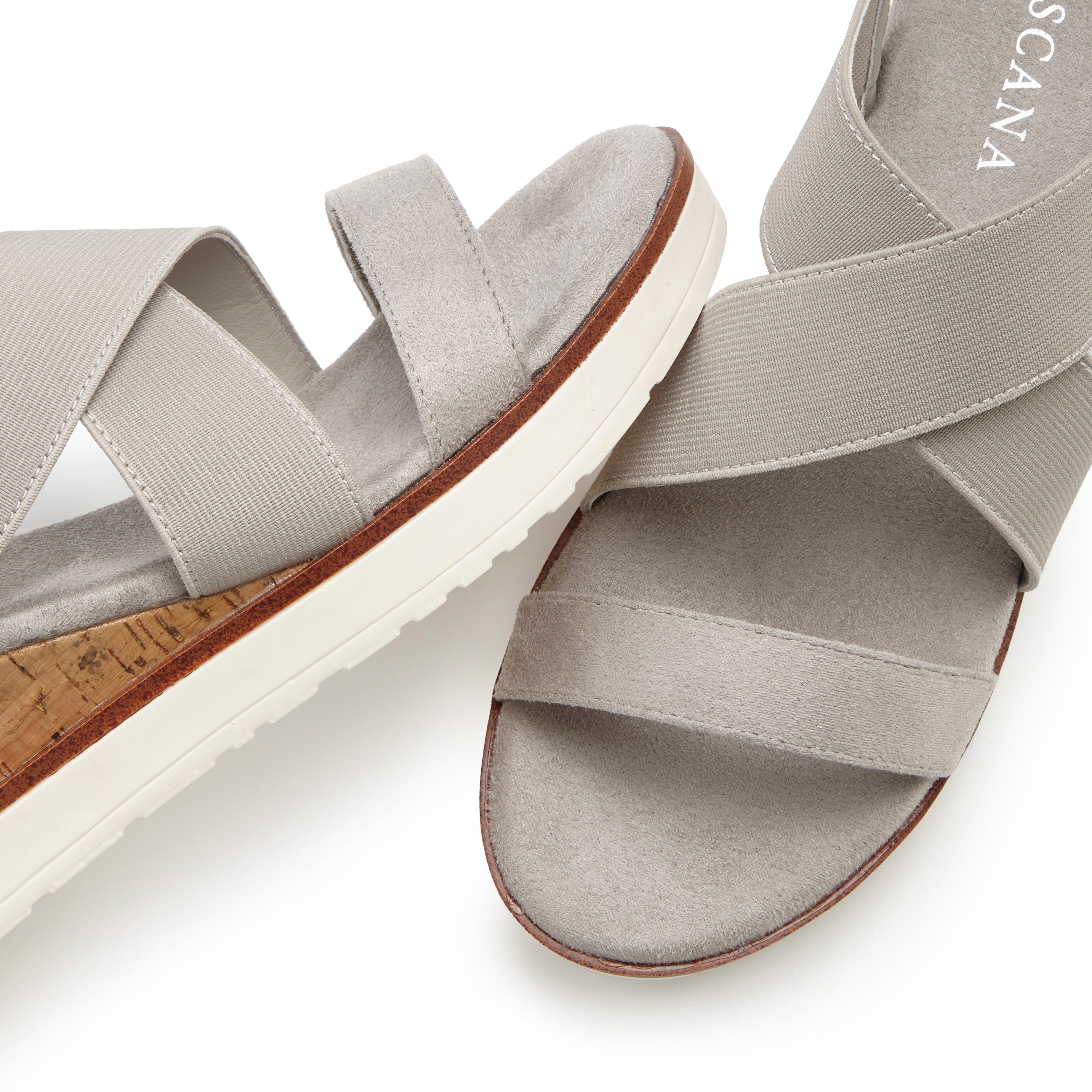 LASCANA Sommerschuh, offener Schuh, Sandale, Keilsandalette, Sandalette mit elastischen Riemchen VEGAN