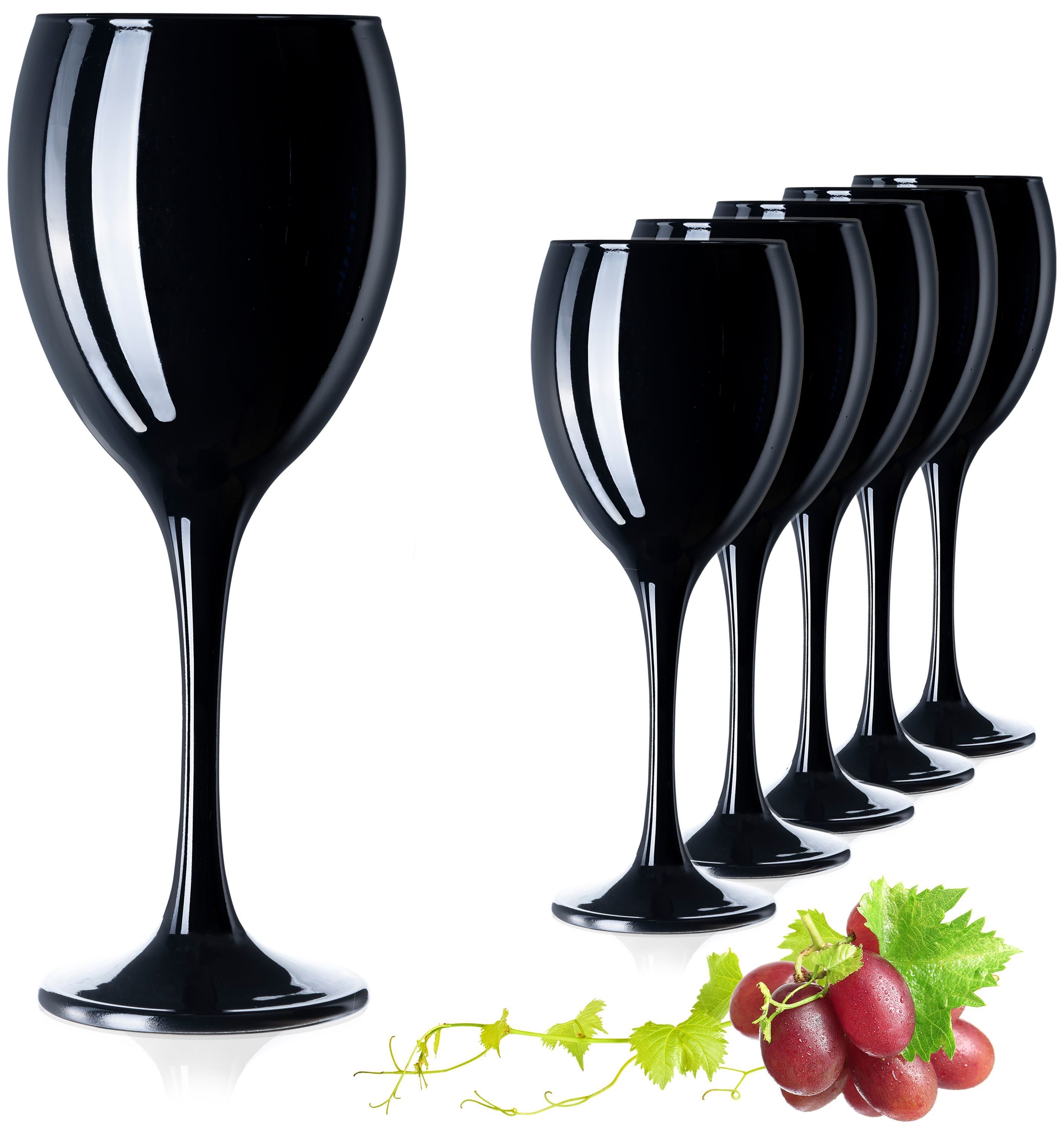 PLATINUX Weinglas Schwarze Келихи, Glas, 130ml (max. 320ml) Wasserglas Getränkeglas Weißweingläser Trinkglas