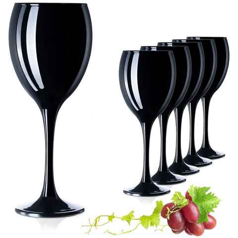 PLATINUX Weinglas Schwarze Weingläser, Glas, 130ml (max. 320ml) Wasserglas Getränkeglas Weißweingläser Trinkglas