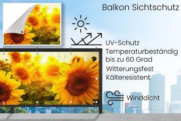 MuchoWow Balkonsichtschutz Sonnenblume - Gelb - Blumen - Sonne (1-St) Balkonbanner, Sichtschutz für den Balkon, Robustes und wetterfest