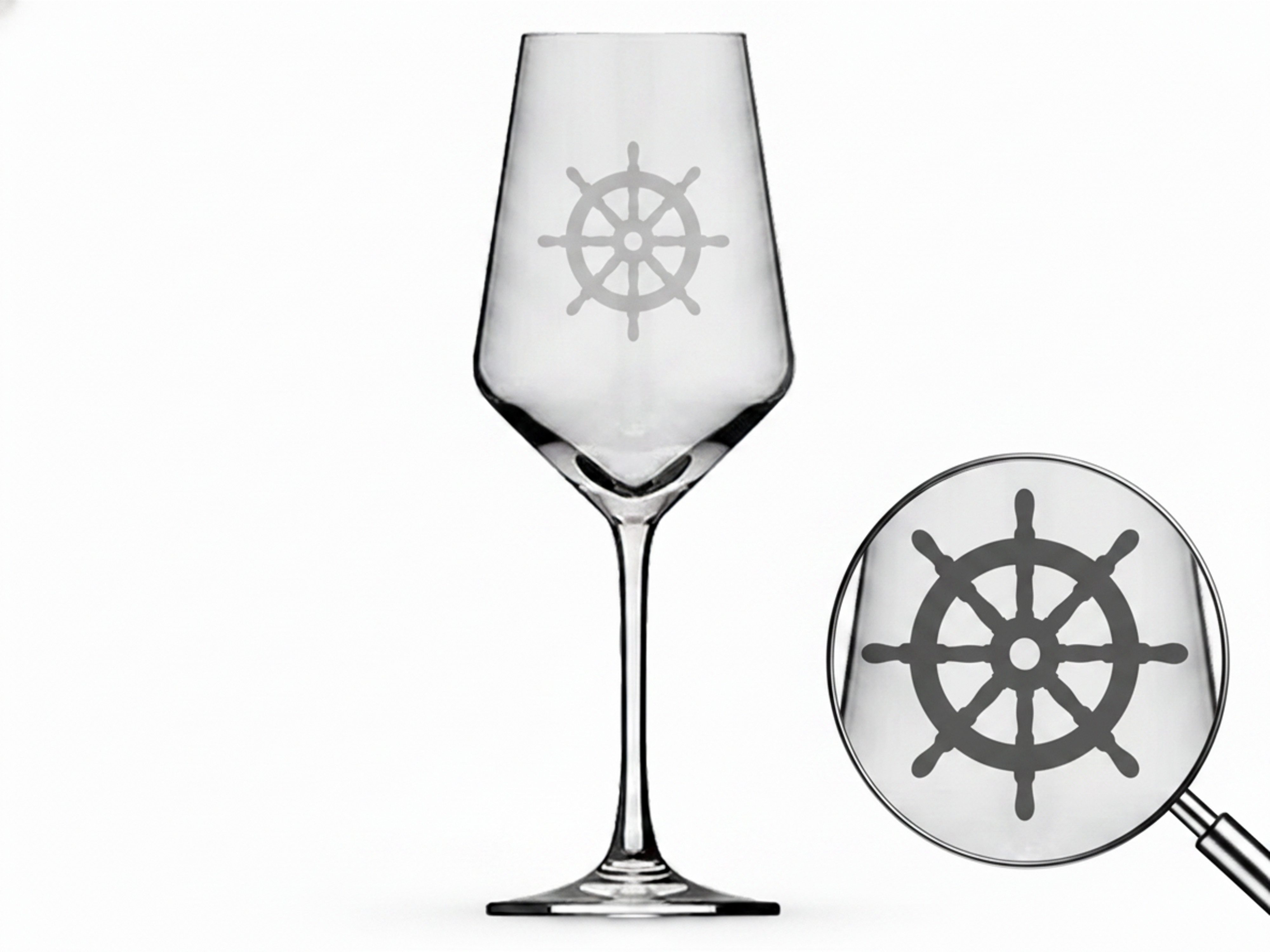 eXODA Weinglas Exoda Weinglas Steuerrad Gravur 350 ml spülmaschinenfest, 1-tlg., Glas, Atemberaubende Darstellung