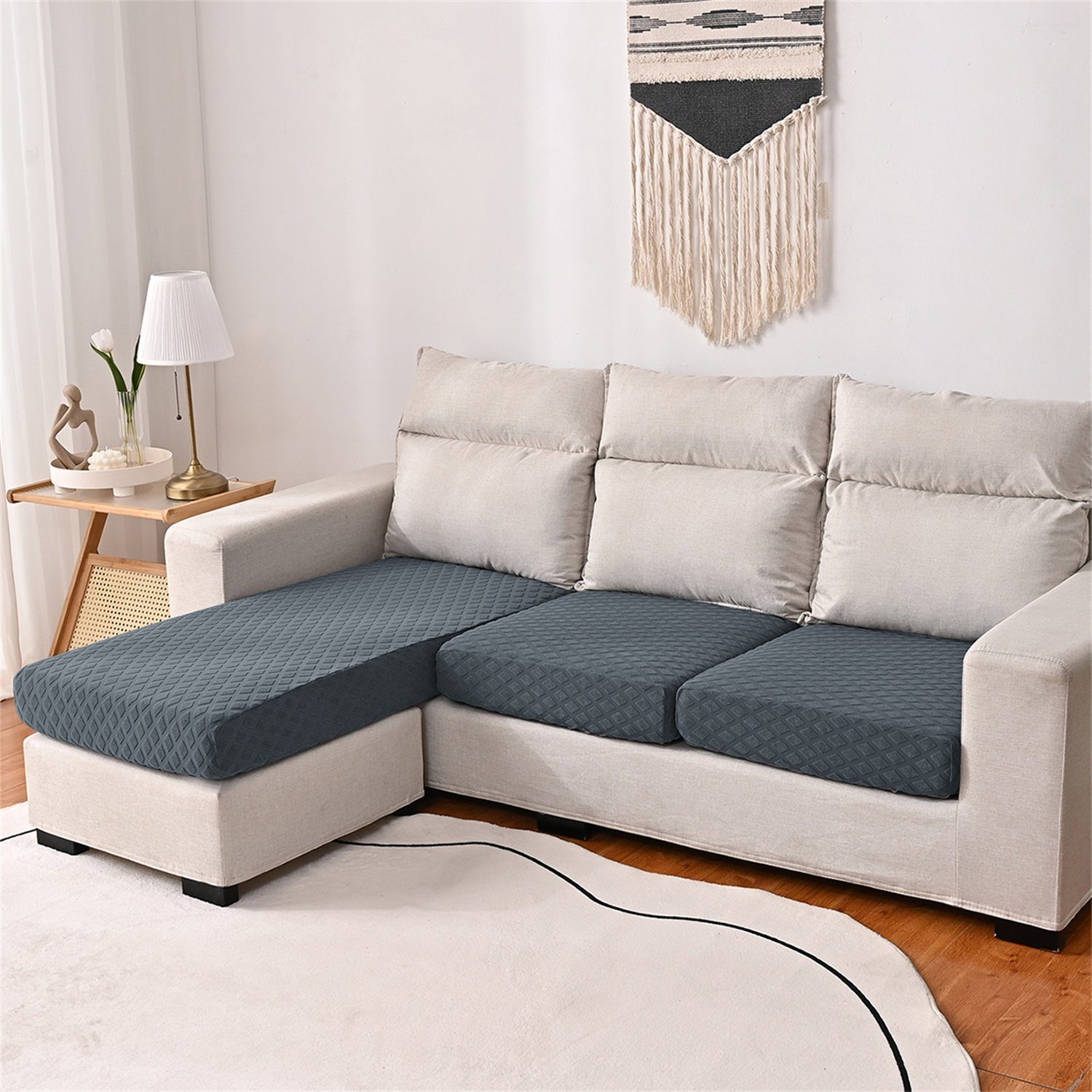 Sofahusse, HOMEIDEAS, wasserfest elastischer Sofa-Sitzbezug mit 3DMuster Dunkelgrau