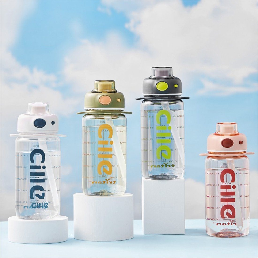 CFYDW Trinkflasche 700ml große Kapazität Grau Sport Becher Wasserflasche, Sommer tragbaren