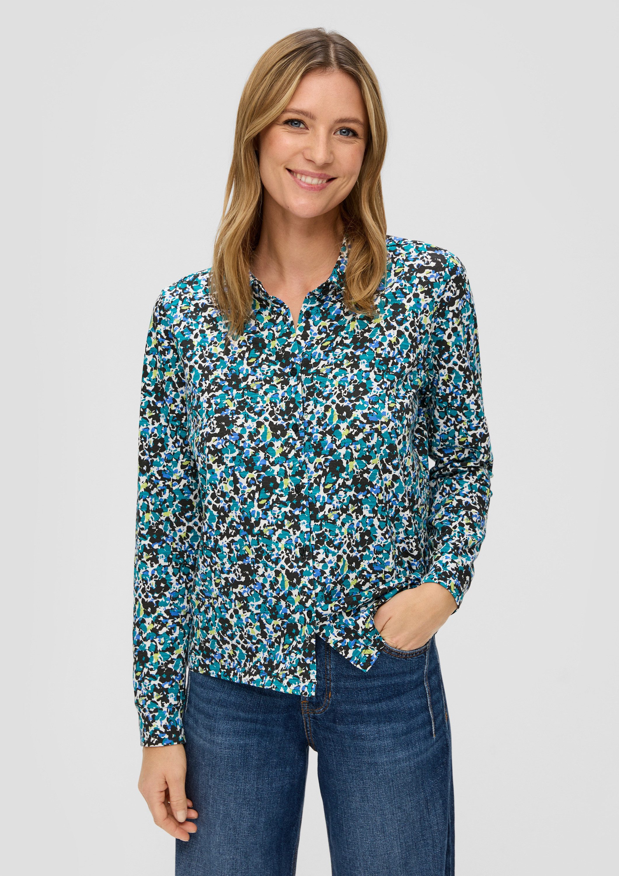 s.Oliver Langarmbluse Bluse Hemdbluse aus Jersey günstig online kaufen