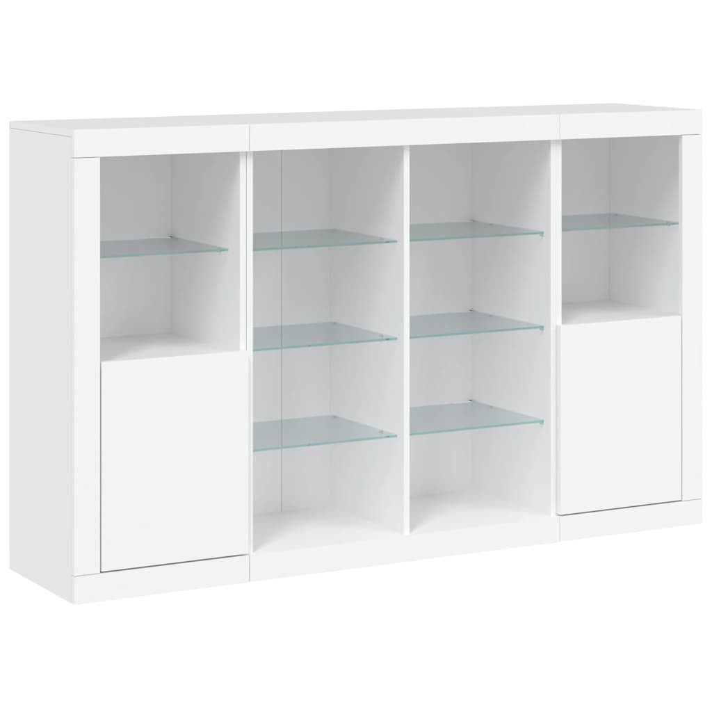 vidaXL Sideboard Sideboards mit LED-Leuchten 3 Stk. Weiß Holzwerkstoff (3 St)