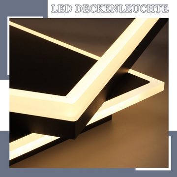ZMH LED Deckenleuchte Deckenlampe Wohnzimmer - Schlafzimmerlampe Schwarz 42W, LED fest integriert, 3000-6500k, Mit Fernbedienung Modern Decke Eckig Acryl, Schwarz