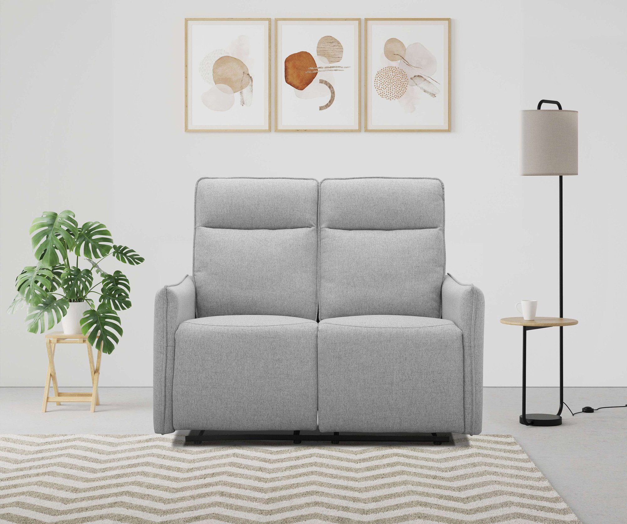 Dorel Home 2-Sitzer Lugo, Kinosofa mit Reclinerfunktion in Kunstleder und Webstoff, mit manueller Relaxfunktion in beiden Sitzen