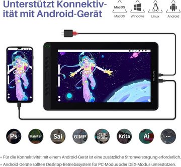 HUION Kamvas 13 mit Display Grafiktablett (13,3", Windows, mit voll laminiertem Bildschirm Neuer Stift Typ-C-Kabel Unterstützung)