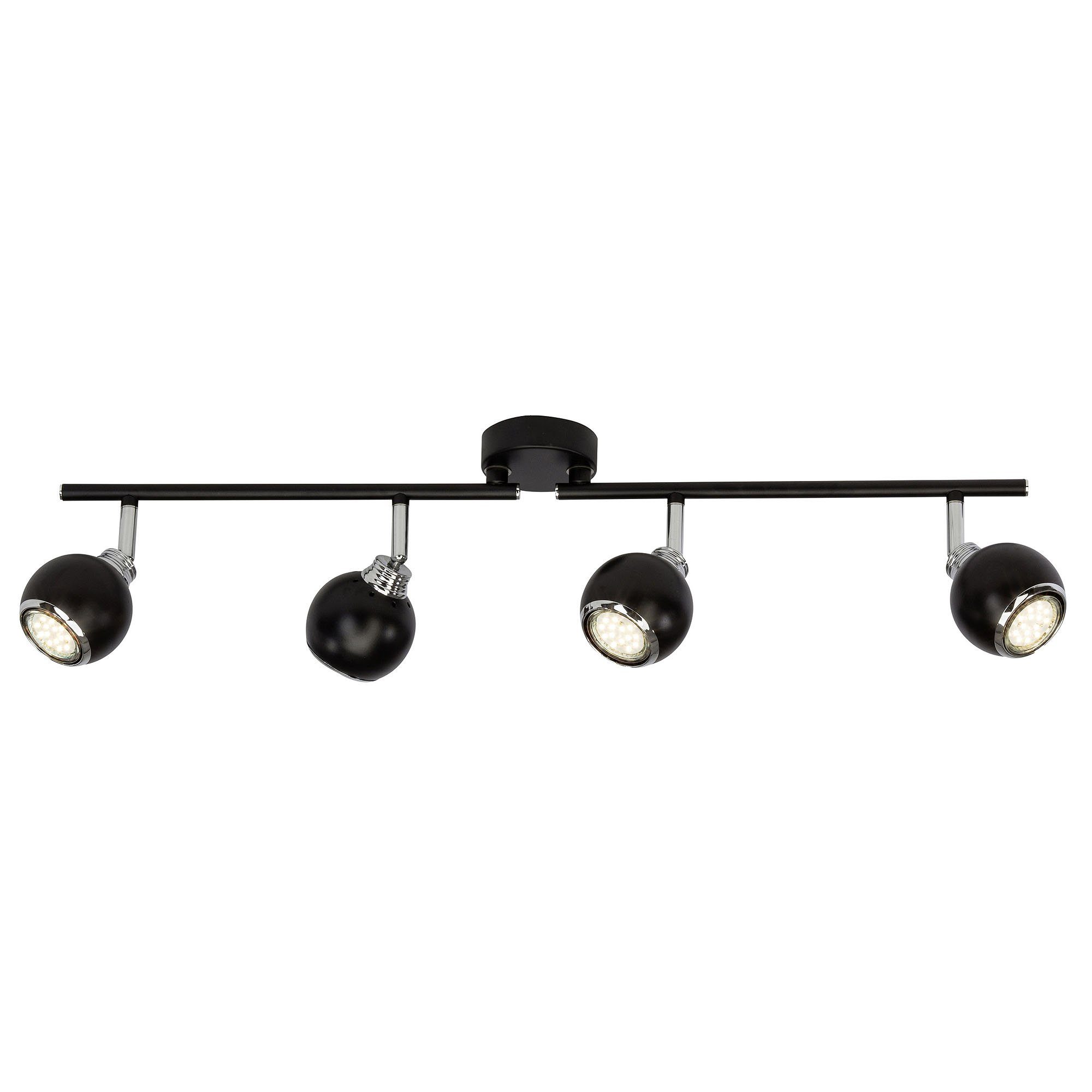 Brilliant Deckenleuchte LED 4x LED 3W Spotrohr 3000K, Ina, Lampe LED-PAR51, 4flg schwarz/chrom GU10, Ina