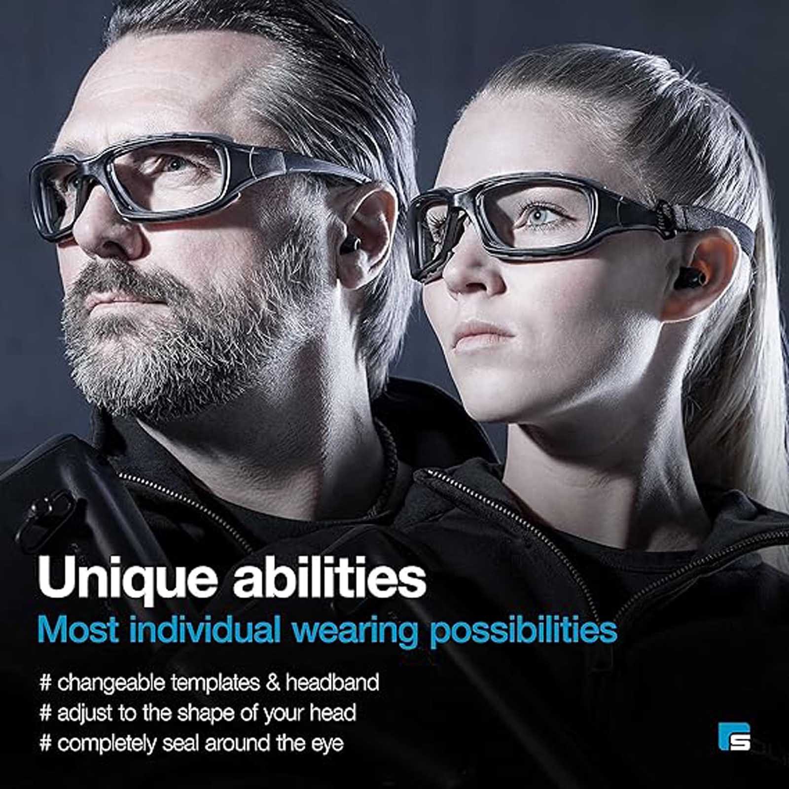 HAC24 Arbeitsschutzbrille Schutzbrille Sicherheitsbrille Taktische Schiessbrille Brille, (2St), inkl. Gummiband Schwarz für Männer und Frauen – Bild 3 von 5