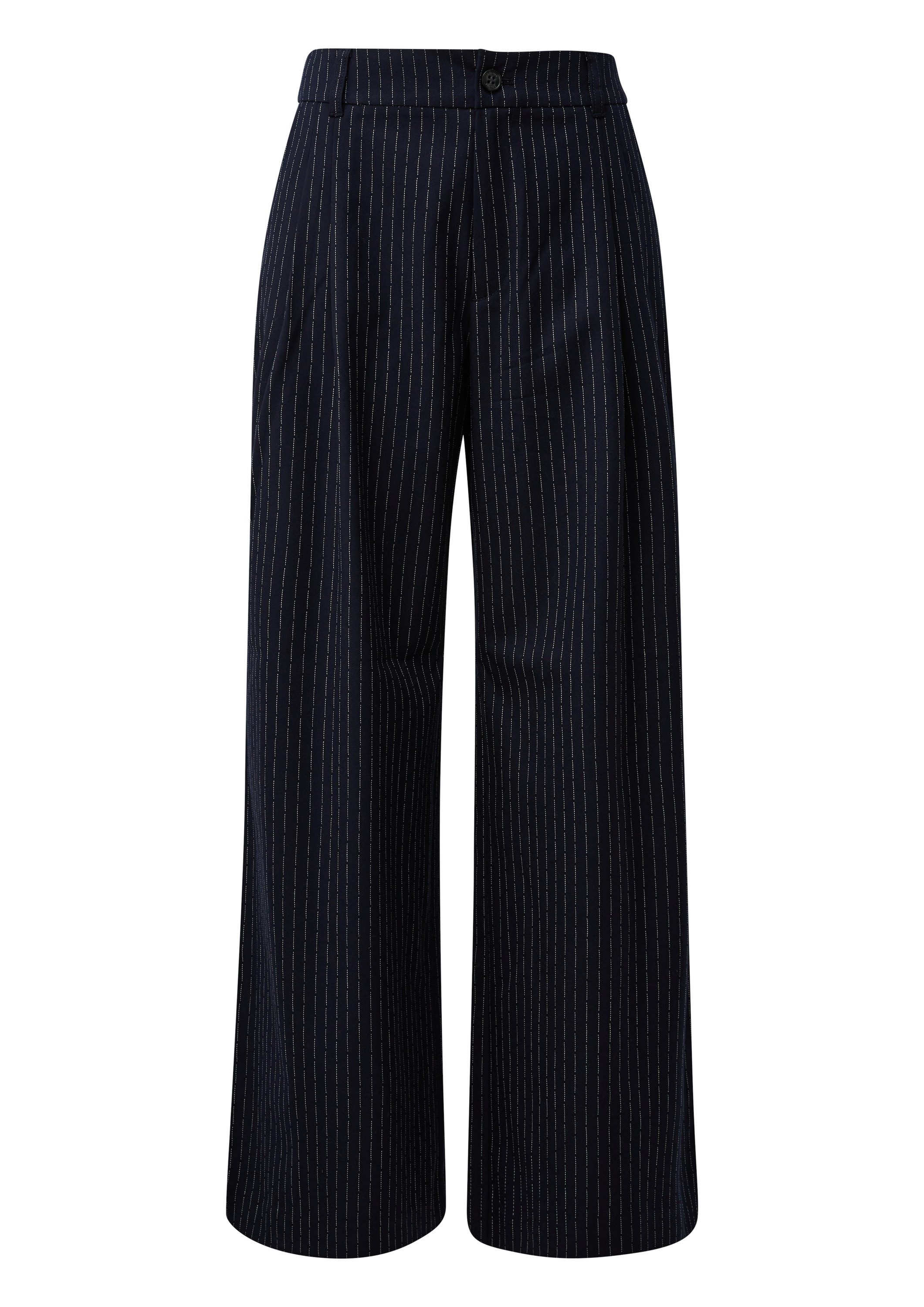s.Oliver Chinos Hose Nadelstreifenhose mit Kontraststreifen: High Rise / Extra Wide Leg