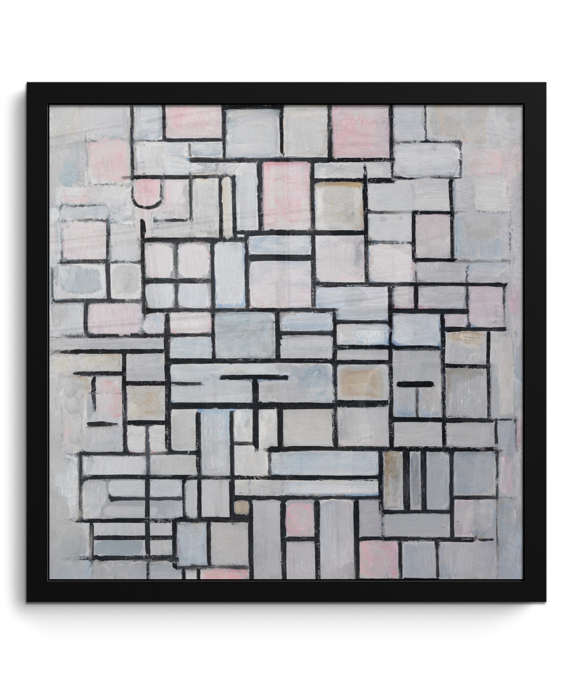 MuchoWow Poster Komposition 6 - Piet Mondrian, (1 St), Bilderrahmen, Wand Dekoration Schlafzimmer, 40x40 cm