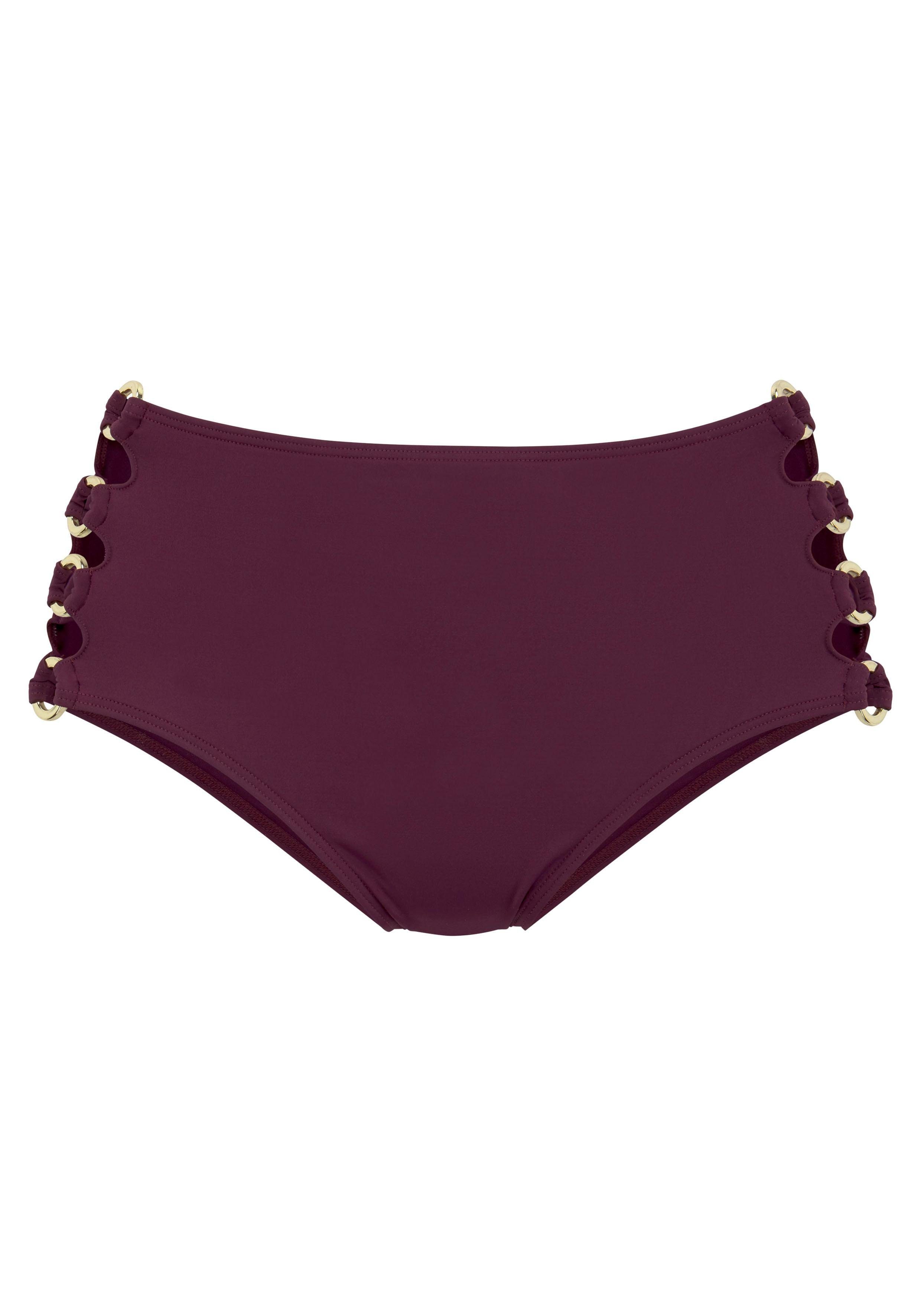 LASCANA Highwaist-Bikini-Hose Italy Goldfarbene Zierringe mehr