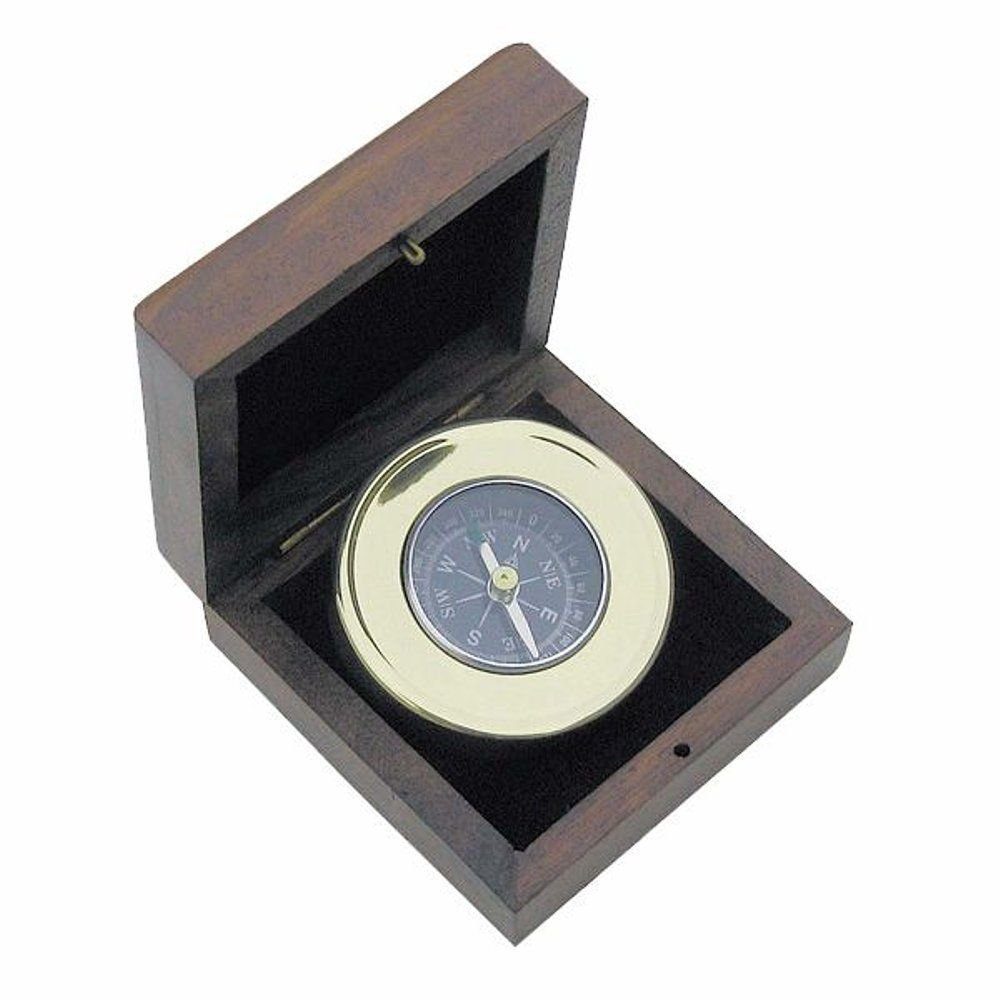 Linoows Dekoobjekt Tischkompass, Kompass, Magnetkompass & Holzbox, In einer Holzbox