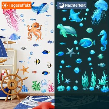 RefinedFlare Wandtattoo Fluoreszierender dekorativer Wandaufkleber „Unterwasserwelt-Cartoon“.