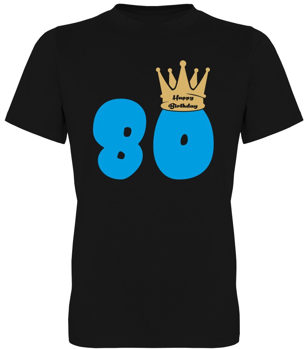 G-graphics T-Shirt 80 – Happy Birthday – mit Krone Herren T-Shirt, mit trendigem Frontprint, Aufdruck auf der Vorderseite, Spruch/Sprüche/Print/Motiv, zum 80ten Geburtstag