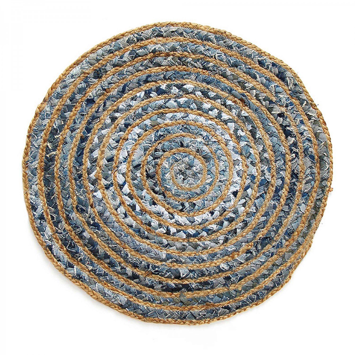 Fußmatte Fußmatte aus Recycling-Jeans und Kokosfaser rund