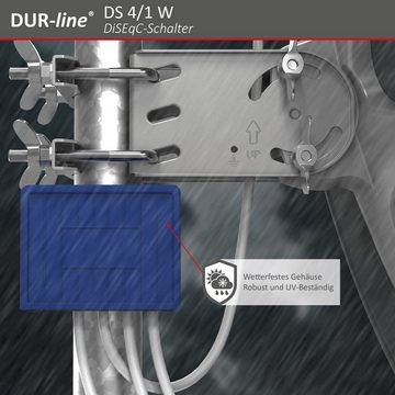 DUR-line DUR-line 4/1 DiseqC Schalter - im Wetterschutzgehäuse für den Empfang SAT-Kabel