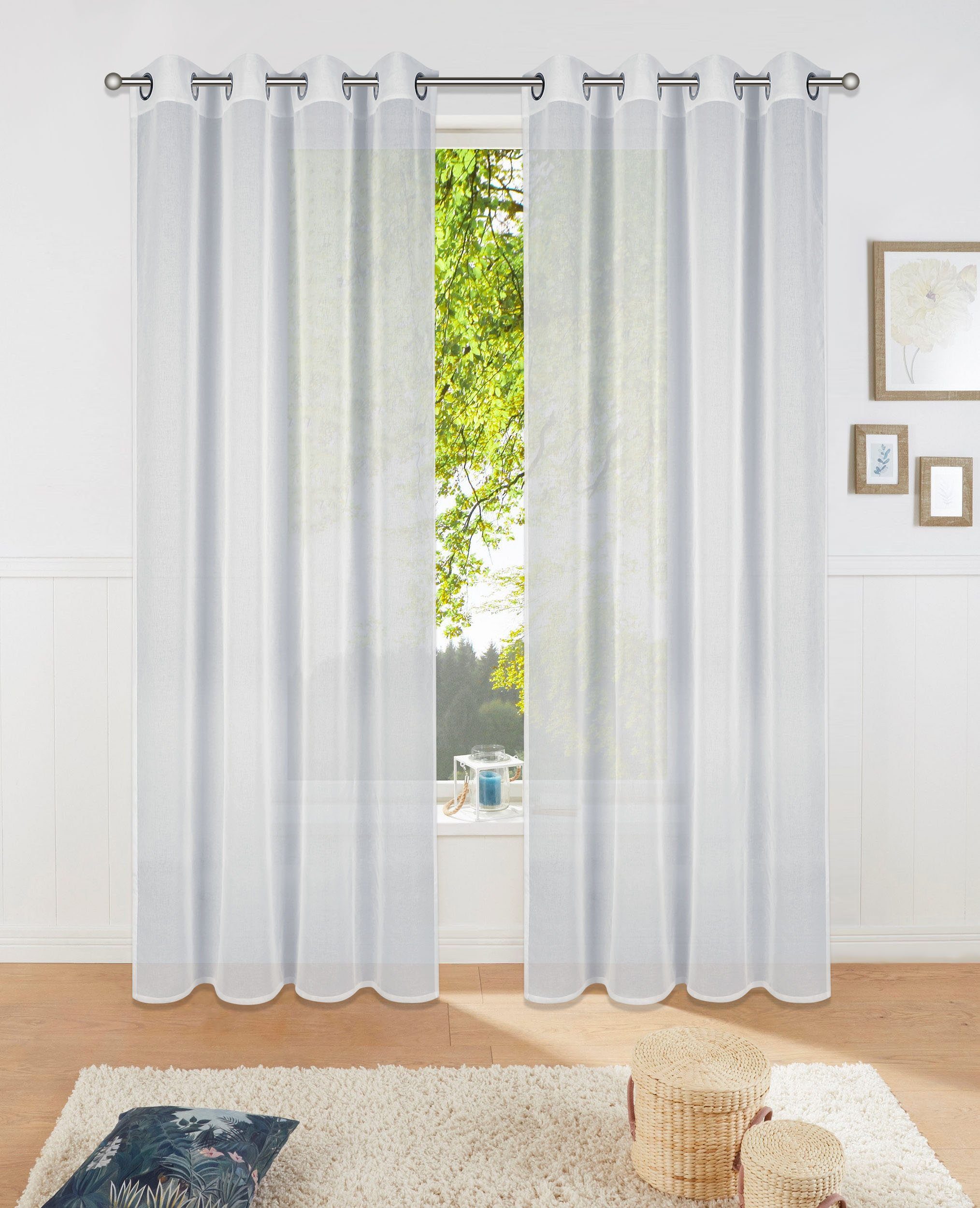 Gardine Dolly, my home, St), hellgrau Ösen Transparent, Gewebt, transparent, Polyester (1