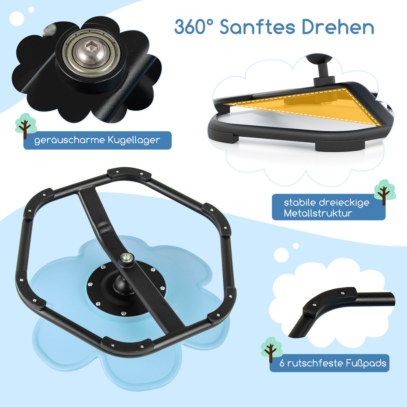 COSTWAY Drehstuhl, Kinderstuhl mit Rutschfester Metallbasis, ab 3 Jahre günstig online kaufen