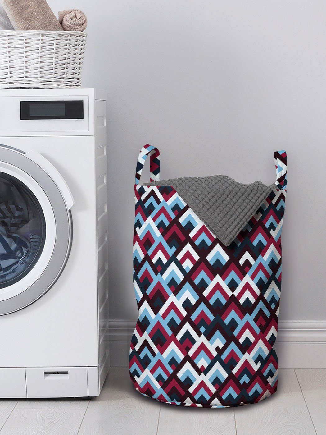 Wäschesäckchen Wäschekorb Griffen mit Waschsalons, Abstrakt für Abakuhaus Geometrische Dreieck-Form Kordelzugverschluss