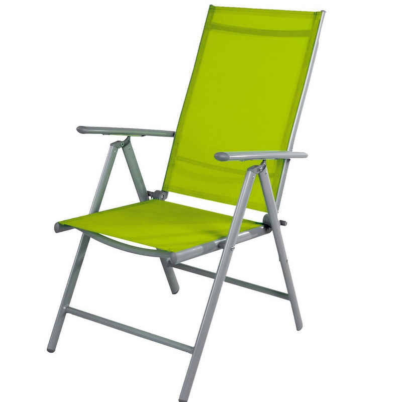 Mojawo Armlehnstuhl Garten Klappstuhl Aluminium - Textilen Silbergrau/Lime