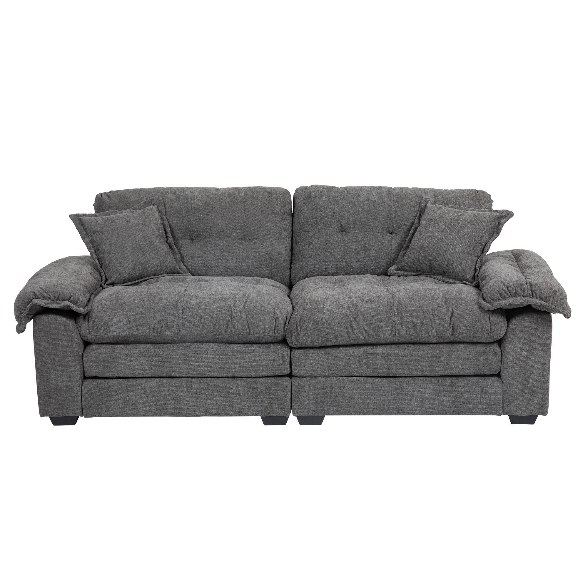BBG Sofa 213 cm Zweisitzer Sofa aus Chenille mit tiefem Sitz, 1 Teile, Komfortsofa mit Memory-Schaum & Taschenfederkern, inkl. Kissen