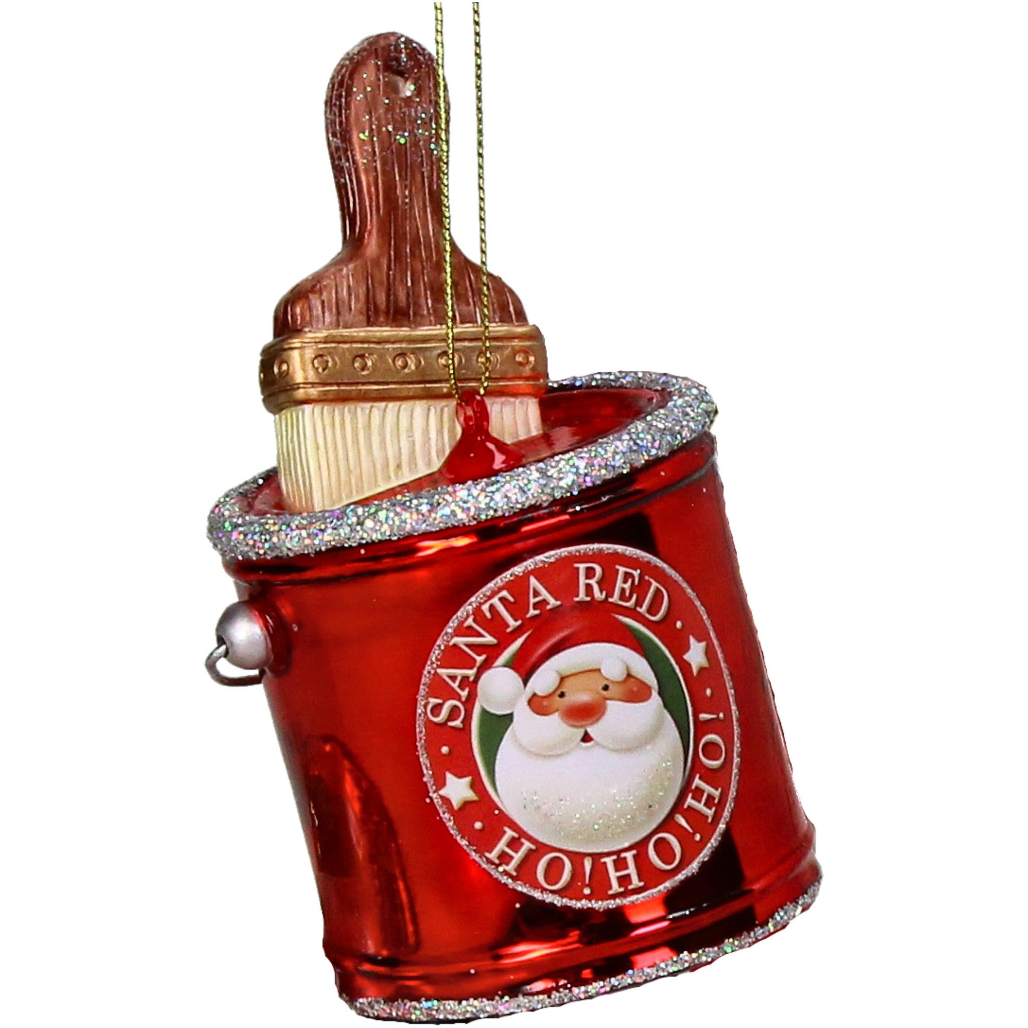 HD Collection Christbaumschmuck, Christbaumschmuck Glas 9cm Farbeimer mit Pinsel Figur Rot