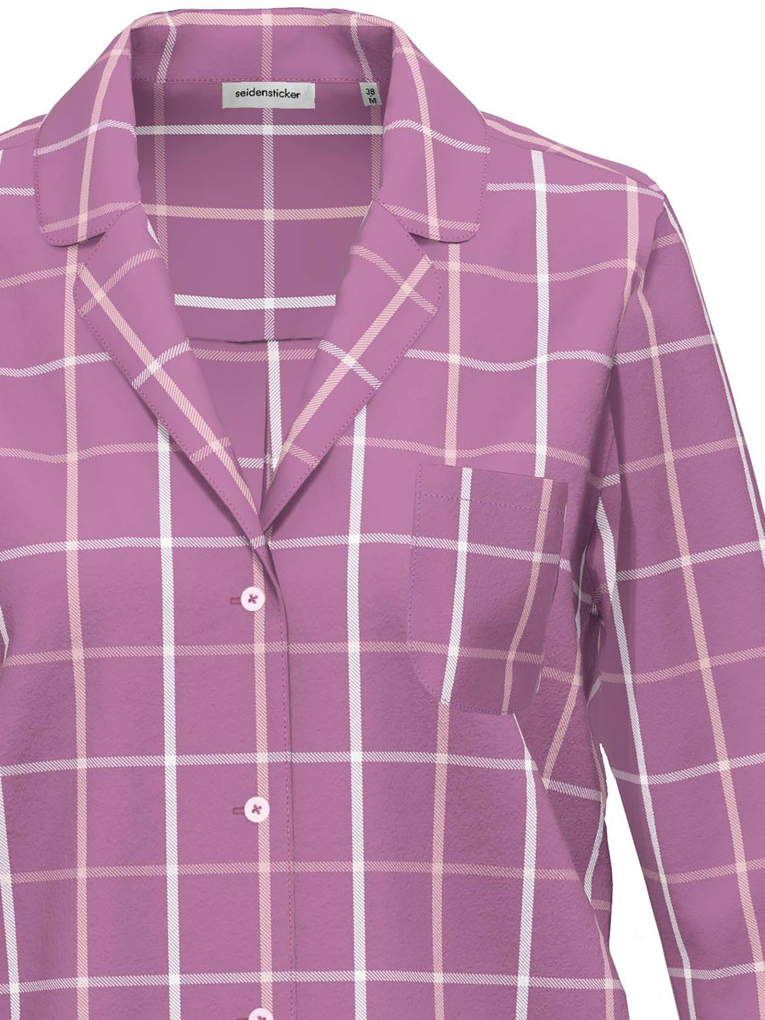 Seidensticker schwarze Rose Nachthemd Damen Nachthemd lang (Stück, 1-tlg) Nachthemd, Kariert, Flanell