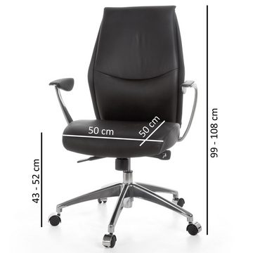 Amstyle Chefsessel SPM1.142 (Echtleder Schwarz, Bürostuhl XXL 120 kg Modern), Schreibtischstuhl Drehbar, Drehstuhl mit Armlehne