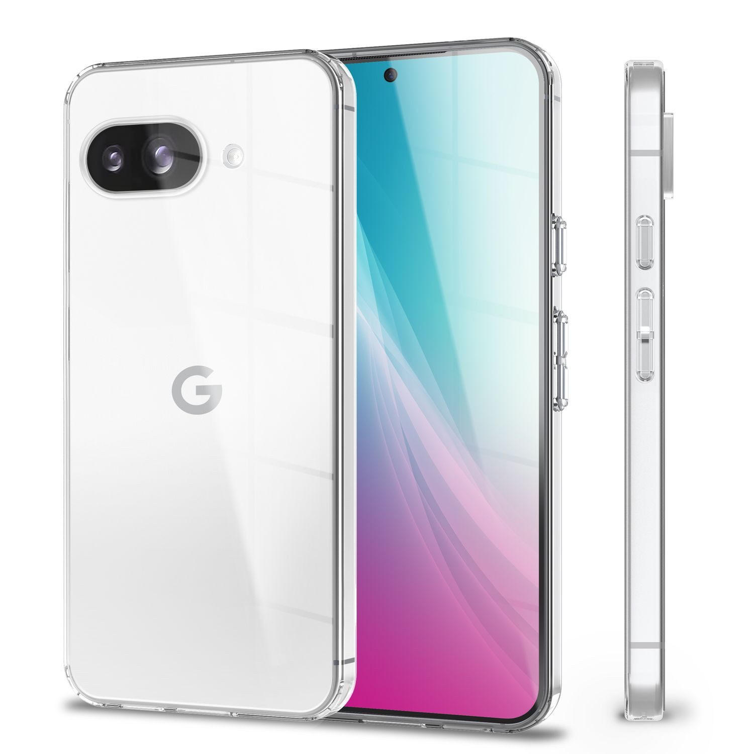 Nalia Smartphone-Hülle Google Pixel 9a, GLAZE Case - Transparentes Silikon, Anti-Watermark & Schlank